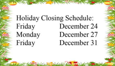 holiday closing schedule